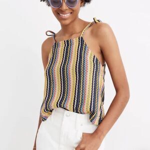 Madewell Texture & Thread Tie-Shoulder Tank Top in Rainbow Crochet Size S